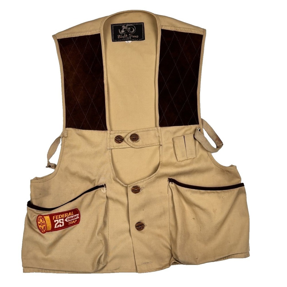 Vintage Black Sheep Trap Shooting Hunting‎ Vest, Federal Ammunition Patch, Large